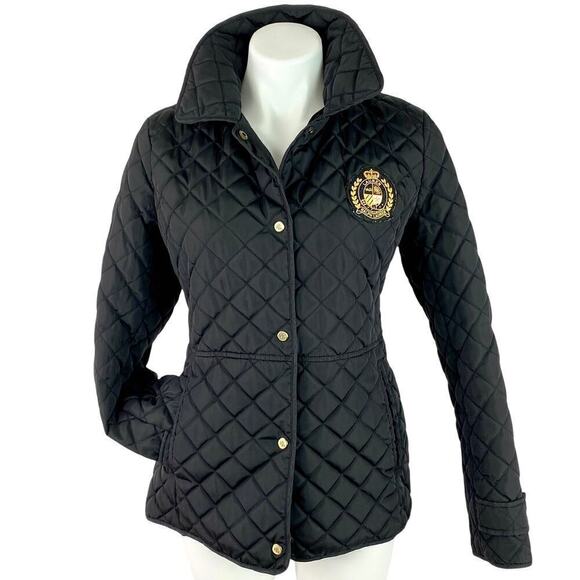 Lauren by Ralph Lauren Jackets & Blazers - RALPH LAUREN Lauren Women's BLACK Diamond Quilted Jacket with crest SMALL